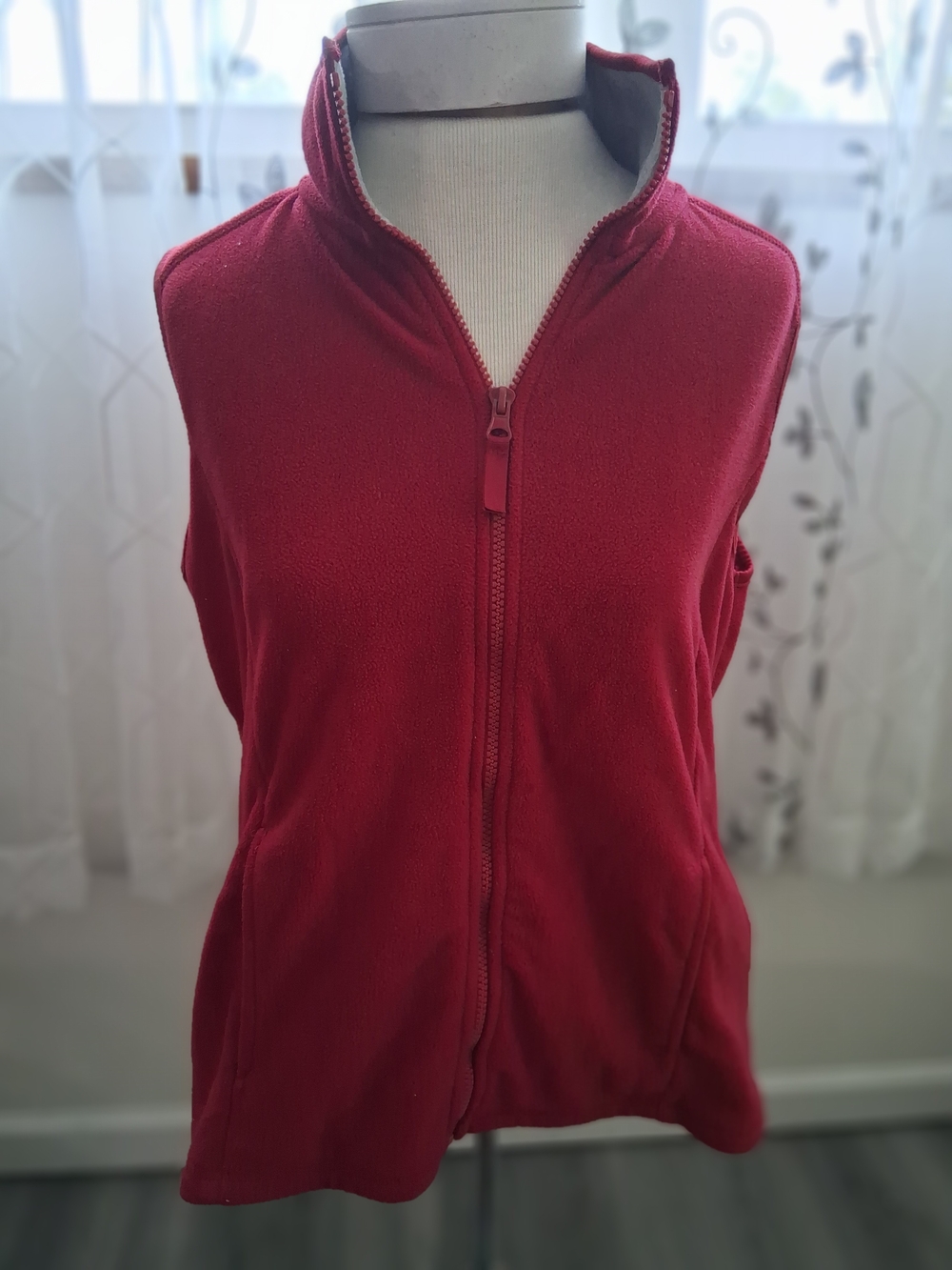 St. John's Bay Red Fleece Zip-Front Vest